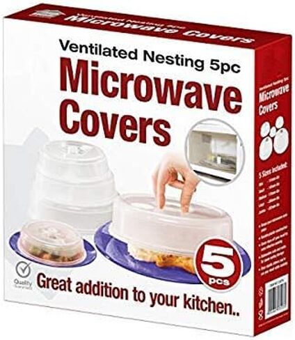 5 Pack Microwave Plate Covers with Steam Vents – Nesting Food Covers, Splatter Guard Lids, Dishwasher Safe Plastic Set – Dependable Industries Inc. Essentials in Kuwait