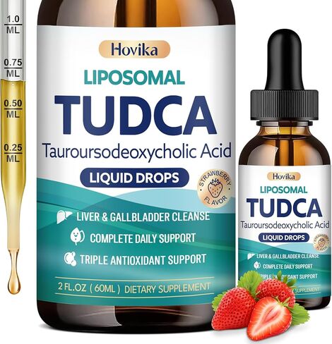 TUDCA Bile Salts 1200mg Liquid Drops, Tudca Supplement with Choline, ALA, NAC, Glutathione & Herbal Extract for Bile Flow, Gallbladder Health & Antioxidant Defense, Strawberry Flavor, 2 Fl Oz in Kuwait