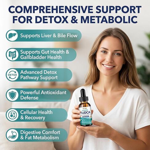 TUDCA Bile Salts 1200mg Liquid Drops, Tudca Supplement with Choline, ALA, NAC, Glutathione & Herbal Extract for Bile Flow, Gallbladder Health & Antioxidant Defense, Strawberry Flavor, 2 Fl Oz in Kuwait