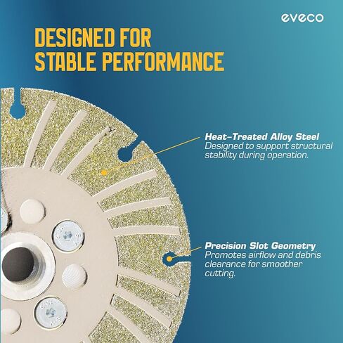 Angle Grinder Electroplated Diamond Cutting Wheel - 5 Inch Grinding Disc for Metal Stone Concrete Marble Tile - Side Coated Diamond Blade for Cutting & Polishing - Wet & Dry Grinding with Flange in Saudi Arabia