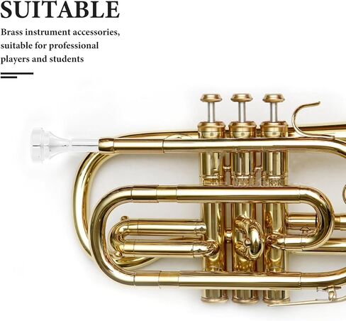 Zerodeko Silver Plated Brass Cornet Mouthpiece Smooth Finish Comfortable Grip Suitable for Beginners and Professionals Daily Practice and Performance Instrument Accessory in Saudi Arabia