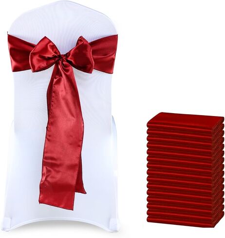 MDS Pack of 50 PCS Satin Chair Sashes Charmeuse Sateen Dining Chair Bows Ribbon Ties Back Sash for Wedding Party Birthday Home Hotel Restaurant Banquet Decoration (7 x 108 Inch, Baby Blue) in Saudi Arabia