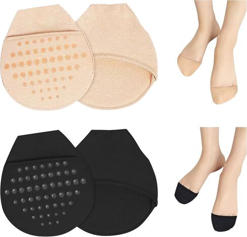 2Pairs Toe Topper Socks,Ball of Foot Cushion Socks,Toe Cover Socks with Padding,No-Show Liner Half Sock for Flats in Saudi Arabia