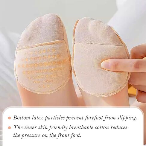 2Pairs Toe Topper Socks,Ball of Foot Cushion Socks,Toe Cover Socks with Padding,No-Show Liner Half Sock for Flats in Saudi Arabia