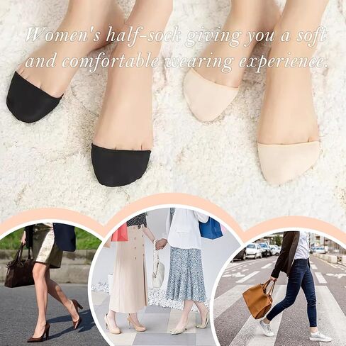 2Pairs Toe Topper Socks,Ball of Foot Cushion Socks,Toe Cover Socks with Padding,No-Show Liner Half Sock for Flats in Saudi Arabia