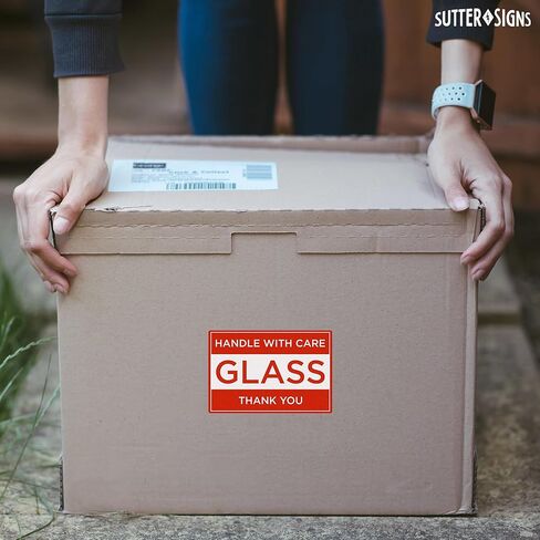 100pcs Handle with Care Glass Shipping Stickers, 3" x 5" Fragile Shipping Warning Labels in Saudi Arabia