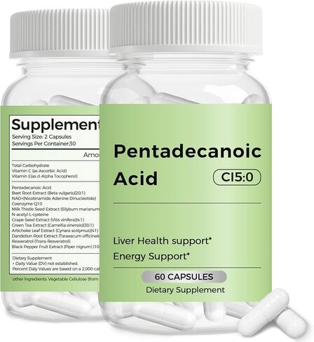حمض البنتاديكانويك، مكمل C15:0، يدعم صحة التمثيل الغذائي والميتوكوندريا. مصدرها حليب الماعز عالي الارتفاع - 60 كبسولة in Kuwait