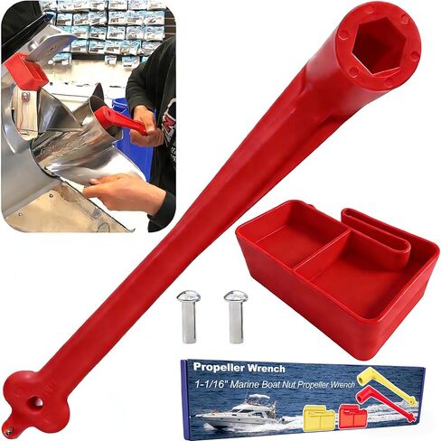 Polymer Propeller Wrench 1-1/16" Nut Wrench & Prop Stop Propeller Stop Fit Mercury/Mercruiser/OMC,Marine Boat Prop for All Outboard & Stern Drive Applications,Light-Weight, Rustproof Plastic,Red(27mm) in Kuwait
