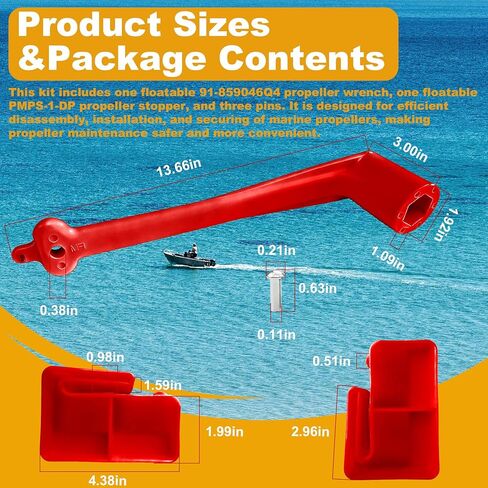 Polymer Propeller Wrench 1-1/16" Nut Wrench & Prop Stop Propeller Stop Fit Mercury/Mercruiser/OMC,Marine Boat Prop for All Outboard & Stern Drive Applications,Light-Weight, Rustproof Plastic,Red(27mm) in Kuwait