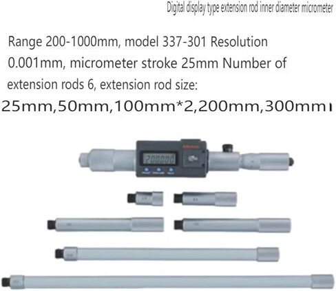 1PCS Inner Micrometer Digital Display Extension Rod Type 337-301 137-205 Tubular Inside Micro 137 139 50-300 50-1500 150-2000mm(One Rod 13mm) in Saudi Arabia