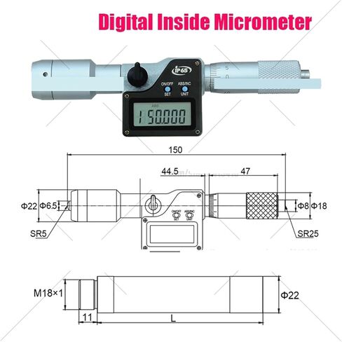 1PCS Inner Micrometer Digital Display Extension Rod Type 337-301 137-205 Tubular Inside Micro 137 139 50-300 50-1500 150-2000mm(One Rod 13mm) in Saudi Arabia