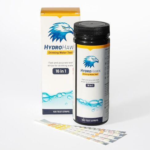 16-in-1 Drinking Water Test Strips (100 Pack) – Easy Home Water Testing Kit for Tap, Spring, Well & RV Water, Tests for Hardness, Chlorine, pH, Metals, Nitrates, Iron & More in Saudi Arabia