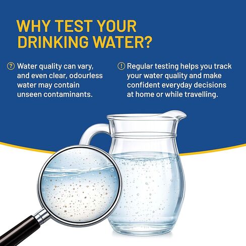 16-in-1 Drinking Water Test Strips (100 Pack) – Easy Home Water Testing Kit for Tap, Spring, Well & RV Water, Tests for Hardness, Chlorine, pH, Metals, Nitrates, Iron & More in Saudi Arabia