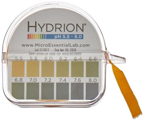 موزع ورق هيدروجيني أساسي Micro Essential Hydrion 067 حي قصير المدى ذو لفة واحدة للبول واللعاب مع مخطط ألوان، نطاق من 5.5 إلى 8.0 درجة حموضة (علبة مكونة من 10) in Kuwait