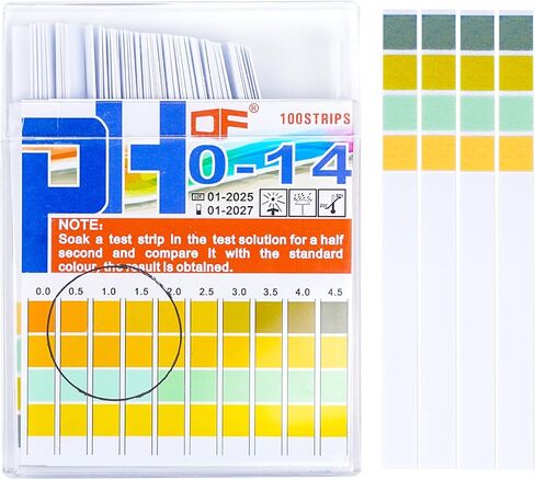 شرائط اختبار درجة الحموضة 0-14، لانبون 0.5 عالية الدقة 100 شريط درجة حموضة من ورق عباد الشمس لاختبار البول واللعاب وأحواض السمك وحمامات السباحة ومياه الشرب والنبيذ والأطعمة السائلة، والحصول على نتائج التوازن الحمضي القلوي في ثوانٍ. in Kuwait