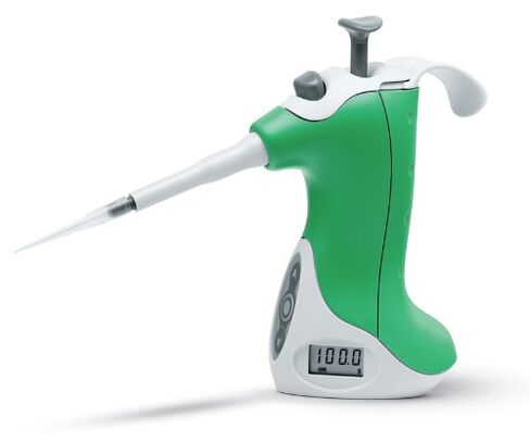 VistaLab 1057-0100 Ovation Adjustable Volume Pipette, 10-100 microliter Volume, 0.1 microliter Graduation Interval, +/-0.8% Accuracy, Green in Kuwait