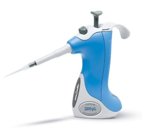 VistaLab 1157-0200 Ovation Fixed Volume Single Stroke BioNatural Pipette, 200 microliter Volume, +/-0.8% Accuracy, Blue in Kuwait