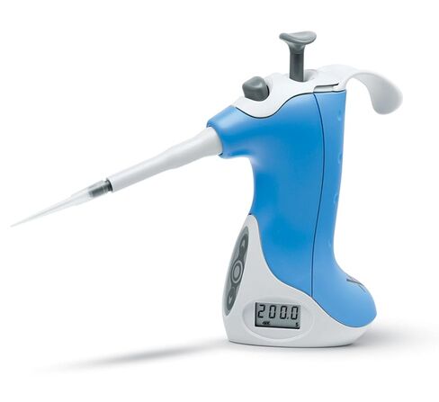 VistaLab 1057-0200 Ovation Adjustable Volume Pipette, 20-200 microliter Volume, 0.2 microliter Graduation Interval, +/-0.8% Accuracy, Blue in Kuwait