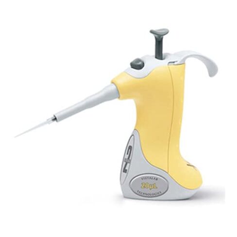 VistaLab 1257-0020 Ovation Fixed Volume Two Stroke BioNatural Pipette, 20 microliter Volume, +/-1.0% Accuracy, Yellow in Kuwait