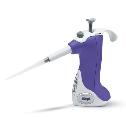 VistaLab 1257-0250 Ovation Fixed Volume Two Stroke BioNatural Pipette, 250 microliter Volume, +/-1.2% Accuracy, Purple in Kuwait