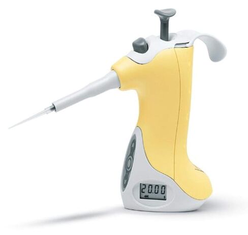 VistaLab 1057-0020 Ovation Adjustable Volume Pipette, 2-20 microliter Volume, 0.02 microliter Graduation Interval, +/-1% Accuracy, Yellow in Kuwait