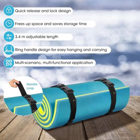 Multifunctional Floating Mat Straps With Quick Release Buckles, Suitable For Baby Pads, Yoga, And Water Activities, Reusable Fastening Strap With Pull Handle Design - 2pack in Kuwait