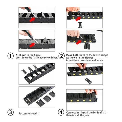 Cable Chains R55~R150 25x25 25x38 25x57 Semi-Enclosed Plastic Towline 1m Length Yellow dot Enhancement(55mm,25x50 mm,Enclosed) in Kuwait