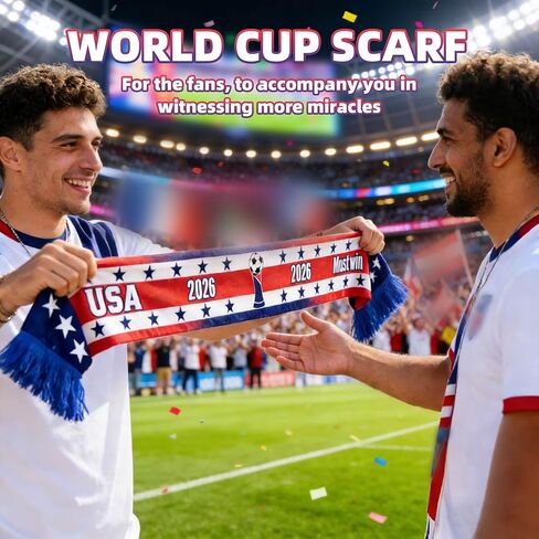 2026 World Cup Fan Scarf, Double-Sided Print, Includes Cheering Wristband and Whistle in Saudi Arabia