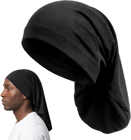 1PCS Unisex Dreadlock Cap Loc Cap, Loc Sock Jumbo Large Satin Bonnet for Sleeping Long Hair Dreads Head Wrap, Loc Bonnet & Dread Caps for Men/Long Hair - Sleeping Cap Black in Saudi Arabia