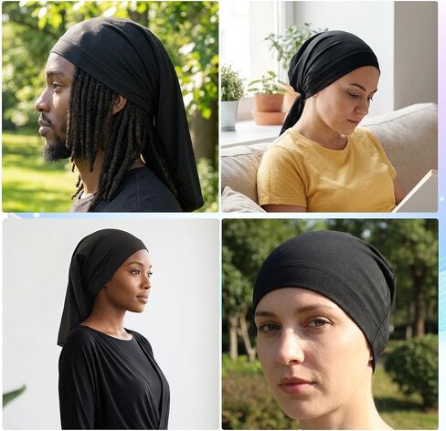 1PCS Unisex Dreadlock Cap Loc Cap, Loc Sock Jumbo Large Satin Bonnet for Sleeping Long Hair Dreads Head Wrap, Loc Bonnet & Dread Caps for Men/Long Hair - Sleeping Cap Black in Saudi Arabia