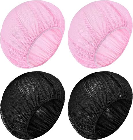 4 Pcs Hair Net For Sleeping Mesh Sleep Bonnets For Women Sleeping Hair Nets Cap, Comfortable And Breathable Mesh Sleep Bonnet For Sleeping, Sleeping Hair Nets Cap For Curly Hair (Black, Pink) in Saudi Arabia