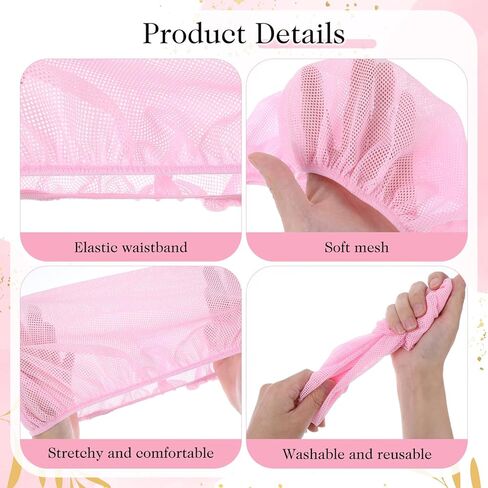 4 Pcs Hair Net For Sleeping Mesh Sleep Bonnets For Women Sleeping Hair Nets Cap, Comfortable And Breathable Mesh Sleep Bonnet For Sleeping, Sleeping Hair Nets Cap For Curly Hair (Black, Pink) in Saudi Arabia