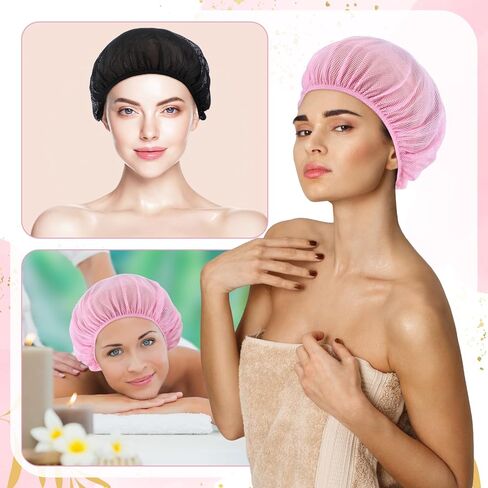 4 Pcs Hair Net For Sleeping Mesh Sleep Bonnets For Women Sleeping Hair Nets Cap, Comfortable And Breathable Mesh Sleep Bonnet For Sleeping, Sleeping Hair Nets Cap For Curly Hair (Black, Pink) in Saudi Arabia