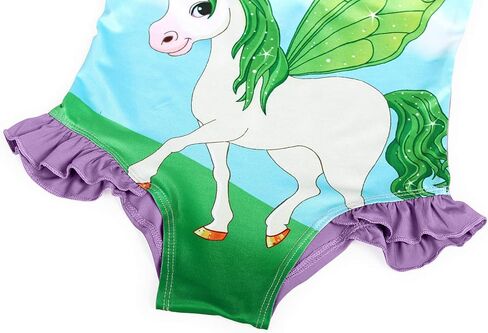 Girls Summer Cute Unicorn Print One-Piece Swimsuit Kids Flutter Sleeve Swimwear for Pool Beach in Saudi Arabia