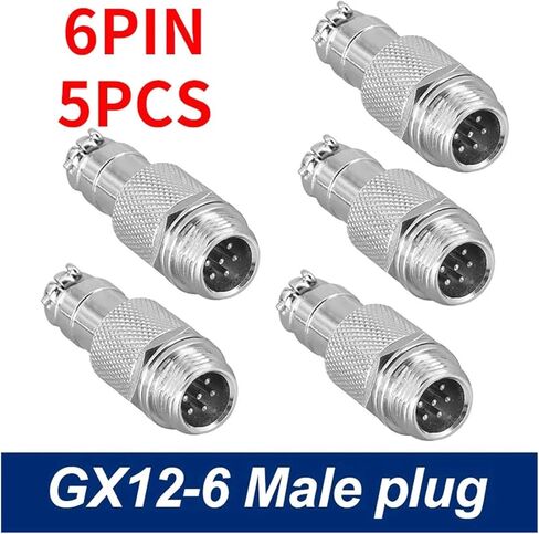 GX12 docking connector female plug 2pin3pin4pin male plug push-pull 5/6/7pin docking connector(6 pin male5pcs) in Saudi Arabia