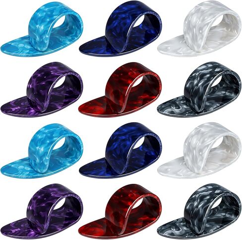 12Pcs Thumb Picks Medium Finger Picks, 6 Colors Flat Thumbpicks Guitar Thumb-Picks, Thumb Finger Pick Plectrum for Fingerstyle Acoustic Guitar Banjo or Ukulele Harp Bass in Saudi Arabia