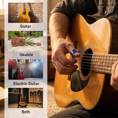 12Pcs Thumb Picks Medium Finger Picks, 6 Colors Flat Thumbpicks Guitar Thumb-Picks, Thumb Finger Pick Plectrum for Fingerstyle Acoustic Guitar Banjo or Ukulele Harp Bass in Saudi Arabia