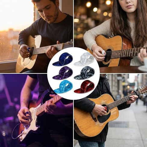 12Pcs Thumb Picks Medium Finger Picks, 6 Colors Flat Thumbpicks Guitar Thumb-Picks, Thumb Finger Pick Plectrum for Fingerstyle Acoustic Guitar Banjo or Ukulele Harp Bass in Saudi Arabia