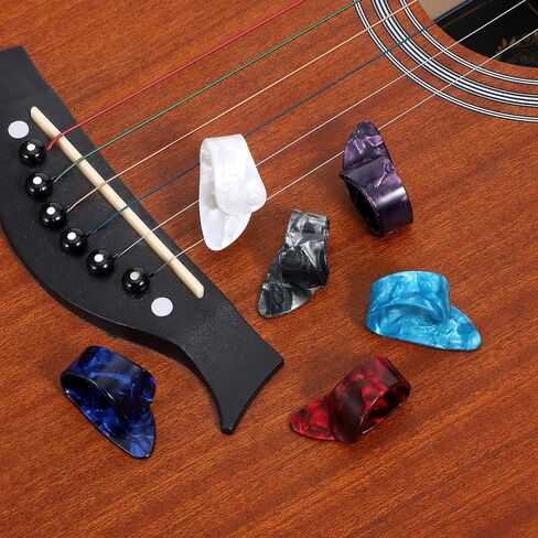 12Pcs Thumb Picks Medium Finger Picks, 6 Colors Flat Thumbpicks Guitar Thumb-Picks, Thumb Finger Pick Plectrum for Fingerstyle Acoustic Guitar Banjo or Ukulele Harp Bass in Saudi Arabia