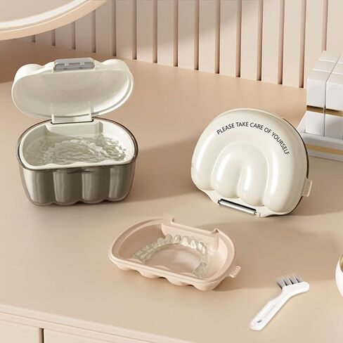 Compact Retainer Box Denture Holder With Filter Rack Discreet Aligner Storage For Travel Hygienic Retainer Case in Saudi Arabia