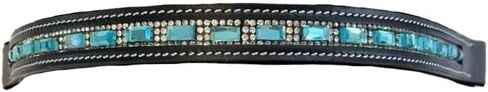Teal Rectangular Crystal Bling Leather English Browband in Saudi Arabia