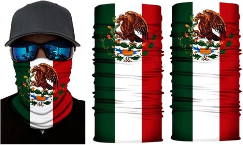 2Pcs Mexican Flag Summer Neck Gaiter, Mexican Flag Outdoor Balaclava, Breathable Cool Sun Protection Mask in Saudi Arabia