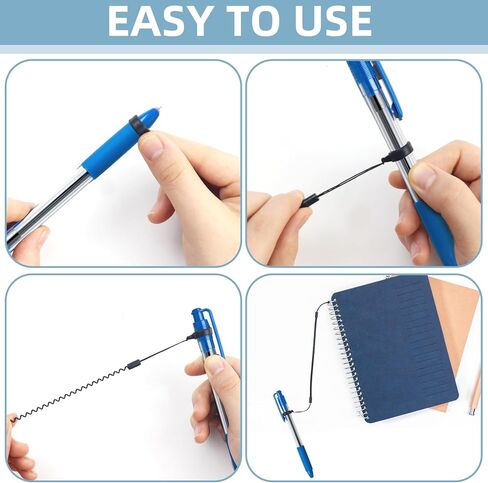 8 Pcs Pen Lanyard, 9.8" Pen Leash for Clipboard,Elastic Lanyard Tether with Silicone Rings, Retractable Stylus Tethers Holder Anti-Lost for Tether Drawing Pens to Touchscreen (Black) in Saudi Arabia