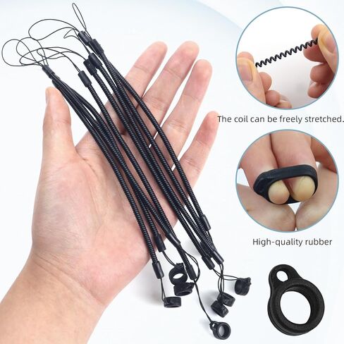 8 Pcs Pen Lanyard, 9.8" Pen Leash for Clipboard,Elastic Lanyard Tether with Silicone Rings, Retractable Stylus Tethers Holder Anti-Lost for Tether Drawing Pens to Touchscreen (Black) in Saudi Arabia