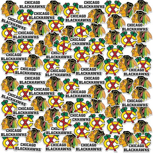 مجموعة متنوعة من الملصقات الفاخرة الكبيرة بشعار NHL Chicago Blackhawks 50 قطعة من الفينيل - شعارات الفريق المرخصة رسميًا - كمبيوتر محمول، زجاجة مياه، سجل القصاصات، الكمبيوتر اللوحي، داخلي/خارجي in Kuwait