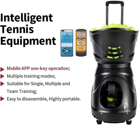 Tennis Machine, Adjustable Tennis Ball Tosser, Multifunction Training Modes, with Remote Control Equipment, 150 Large Capacity, for Solo Training Sports in Saudi Arabia