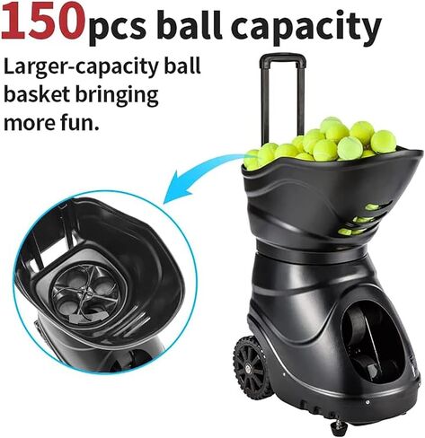 Tennis Machine, Adjustable Tennis Ball Tosser, Multifunction Training Modes, with Remote Control Equipment, 150 Large Capacity, for Solo Training Sports in Saudi Arabia