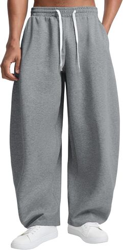 Susclude Mens Baggy Barrel Sweatpants Wide Leg Drawsting Loose Fit Casual Comfy Lounge Lightweight Gym Track Summer Pants in Kuwait