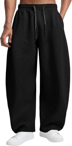 Susclude Mens Baggy Barrel Sweatpants Wide Leg Drawsting Loose Fit Casual Comfy Lounge Lightweight Gym Track Summer Pants in Saudi Arabia