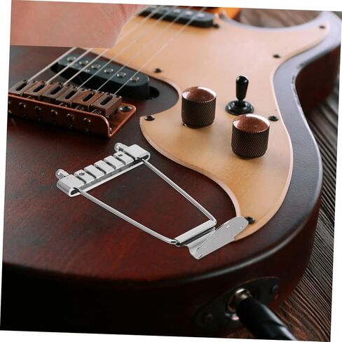 Totority Professional Silver Tailpiece Bridge String Guitar and Bass Zinc Alloy Replacement with String Spacing Compatible with Jazz Electric Models No Screws Included in Saudi Arabia